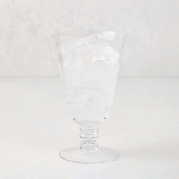 Palermo Stemmed Water Glass, clear hand-blown glass with curved lip and artistic stem, 6.7"H.