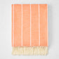 Papaya Orange Fiji Stripe Throw Blanket, 50% Cotton, 50% Acrylic, with fringe.