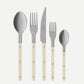 Paris Bistro Vintage Finish 5-piece flatware set with stainless steel and cream acrylic handles.