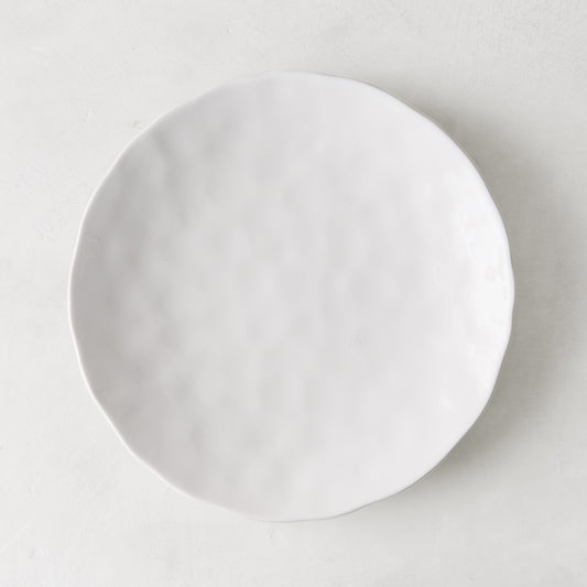 Pebble White ceramic salad plate, 8.5" diameter, with subtle textures and creamy white glaze.