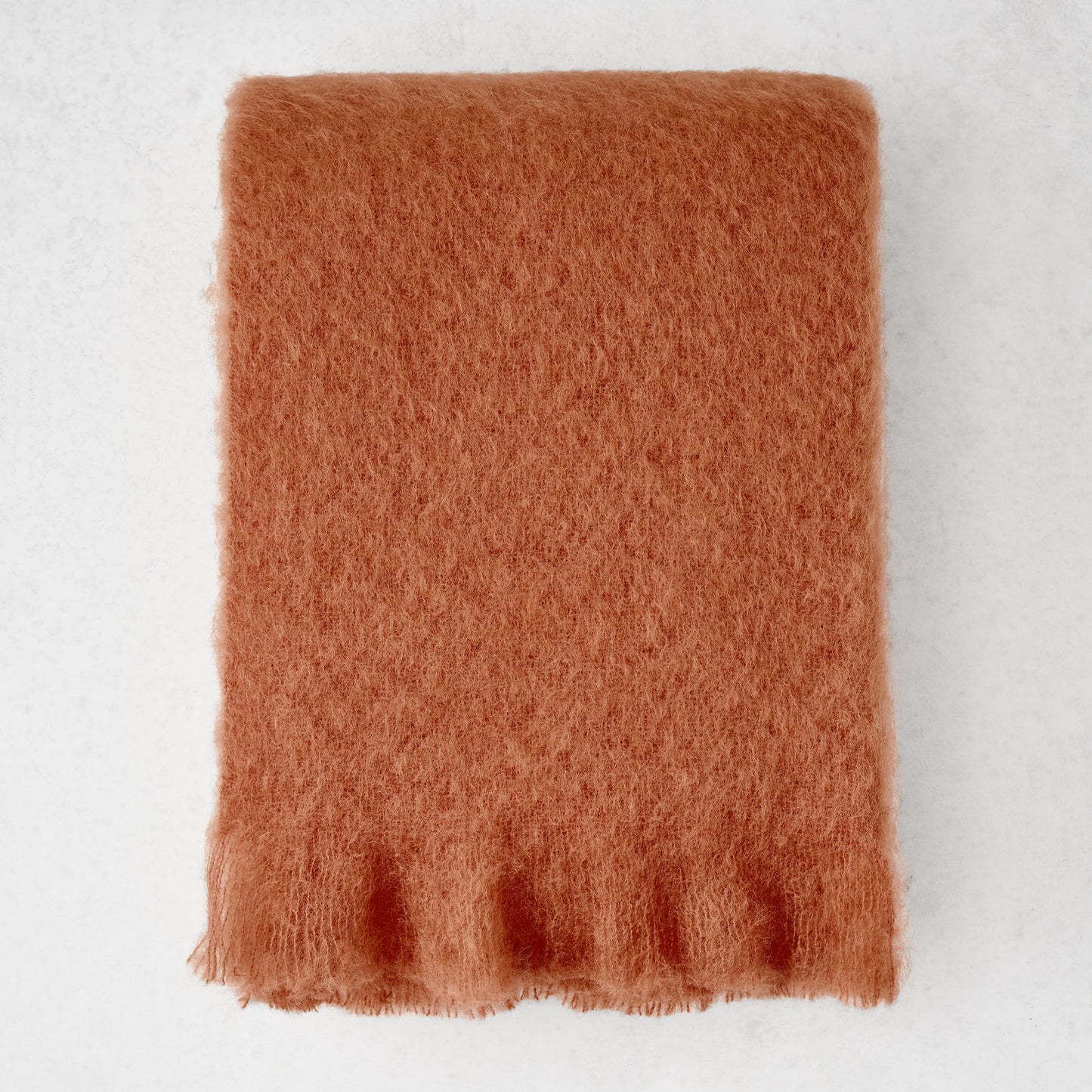 Persimmon Orange Solid Mohair Throw