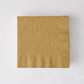 Square 5.5-inch gold paper cocktail napkin with a textured border on a white background.