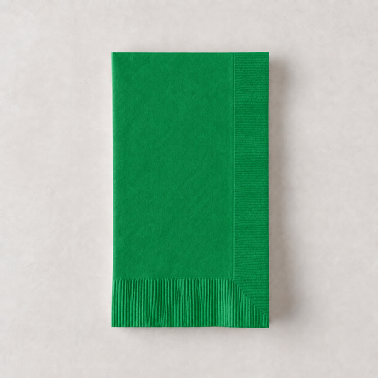 Rectangular 3-ply green paper hand towel with a textured border on a light neutral background.