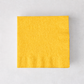 Square yellow 3-ply paper cocktail napkin on a white background.