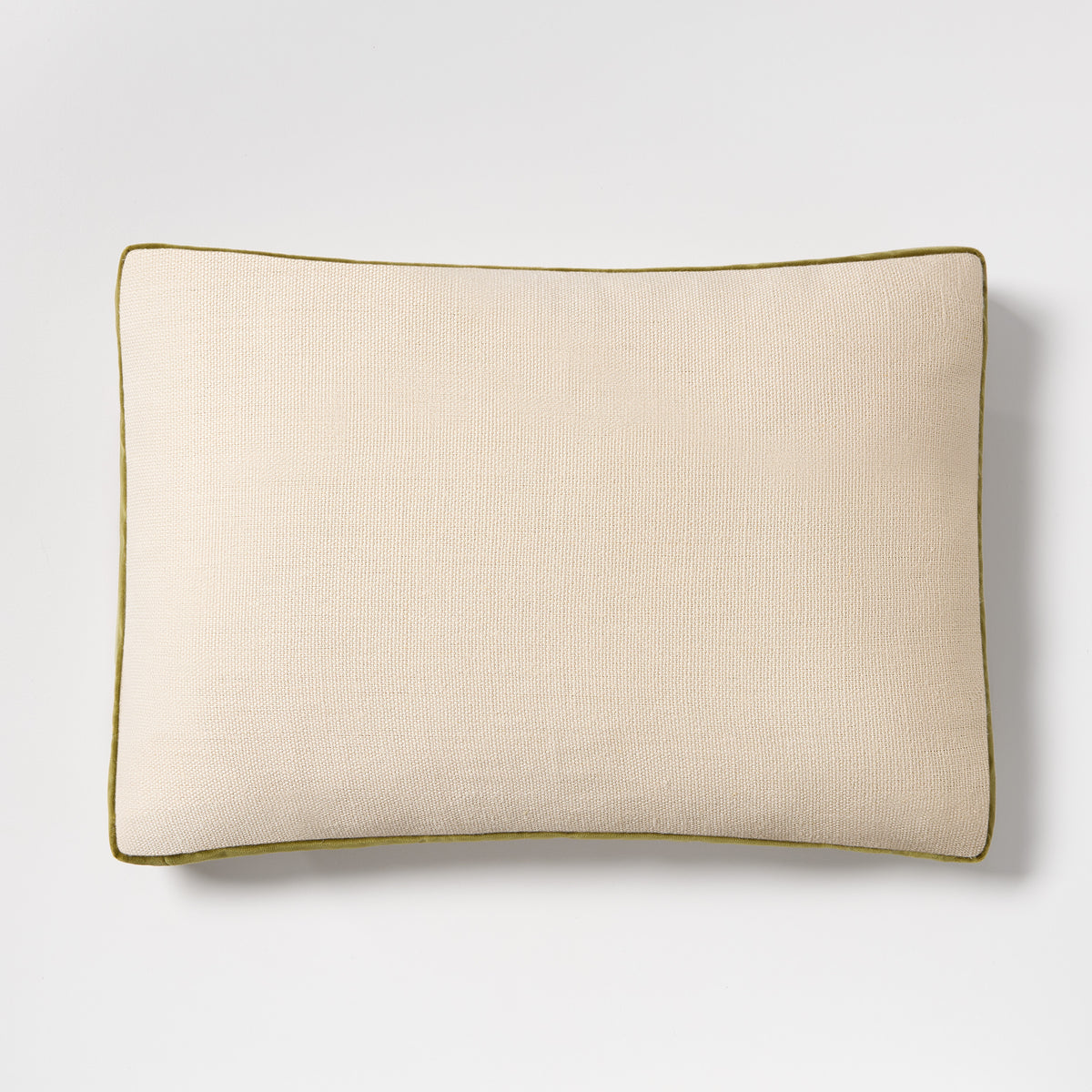 Pesto Green Velvet Gusset and Linen Lumbar Pillow