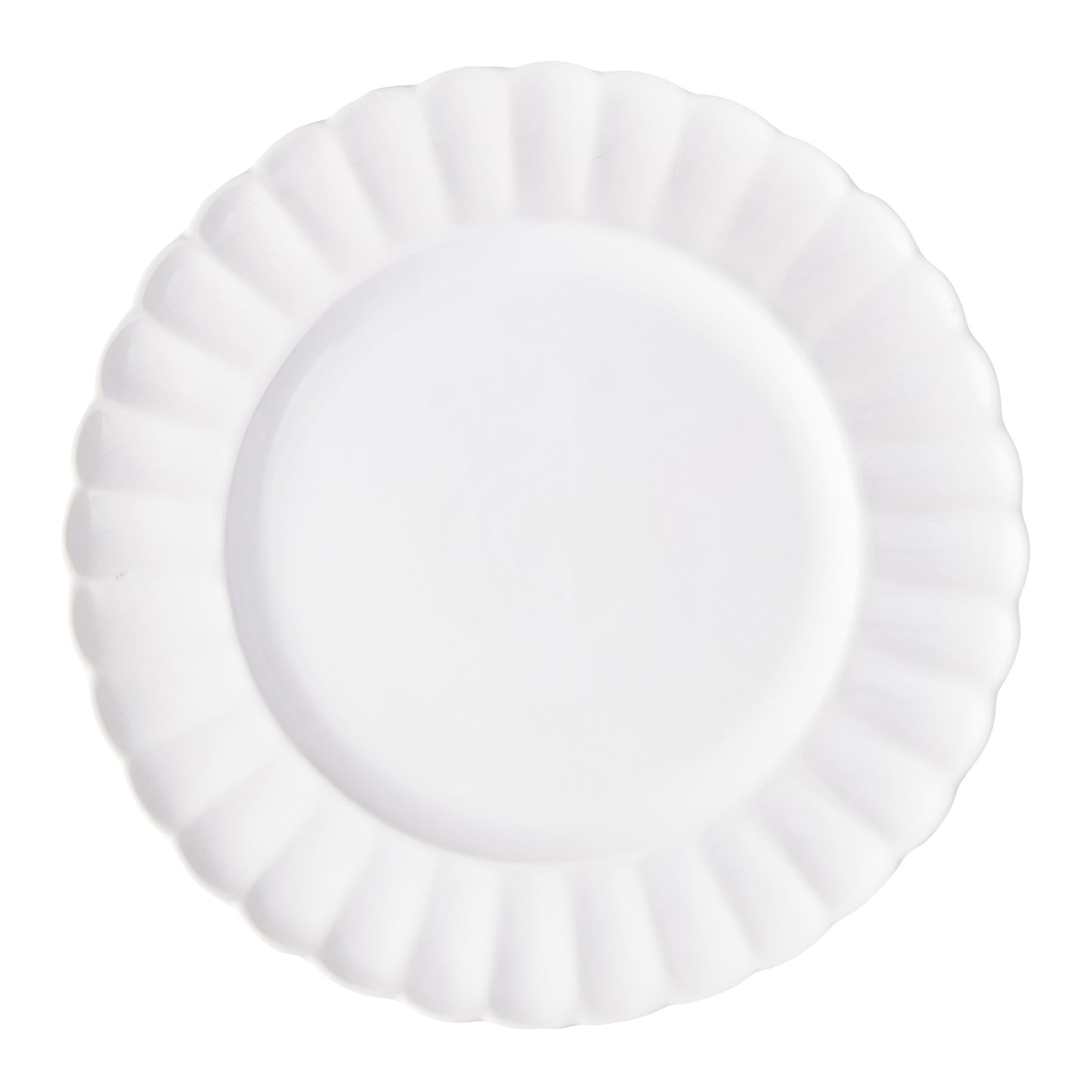 White Petal Stoneware Dinner Plate, 11.25" diameter, with a scalloped, vintage-inspired rim.