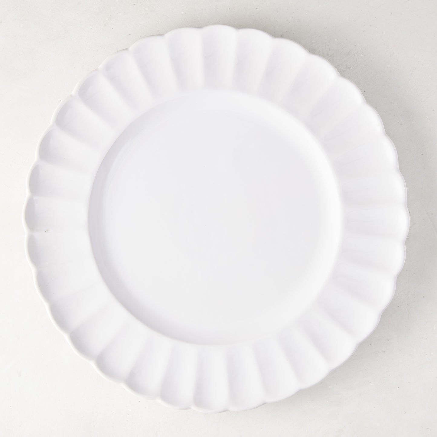White Petal Stoneware Dinner Plate, 11.25" diameter, with scalloped edges and glazed ceramic finish.