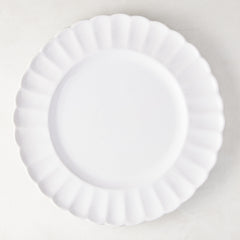White Petal Stoneware Dinner Plate, 11.25" diameter, with scalloped edges and glazed ceramic finish.