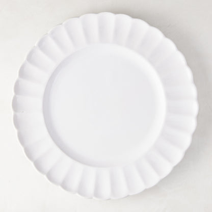 White Petal Stoneware Dinner Plate, 11.25" diameter, with scalloped edges and glazed ceramic finish.