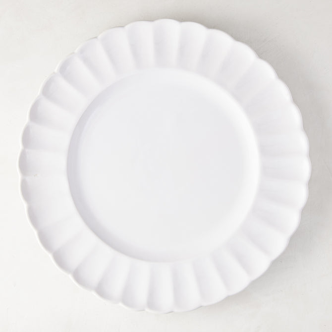 White Petal Stoneware Dinner Plate, 11.25" diameter, with scalloped edges and glazed ceramic finish.