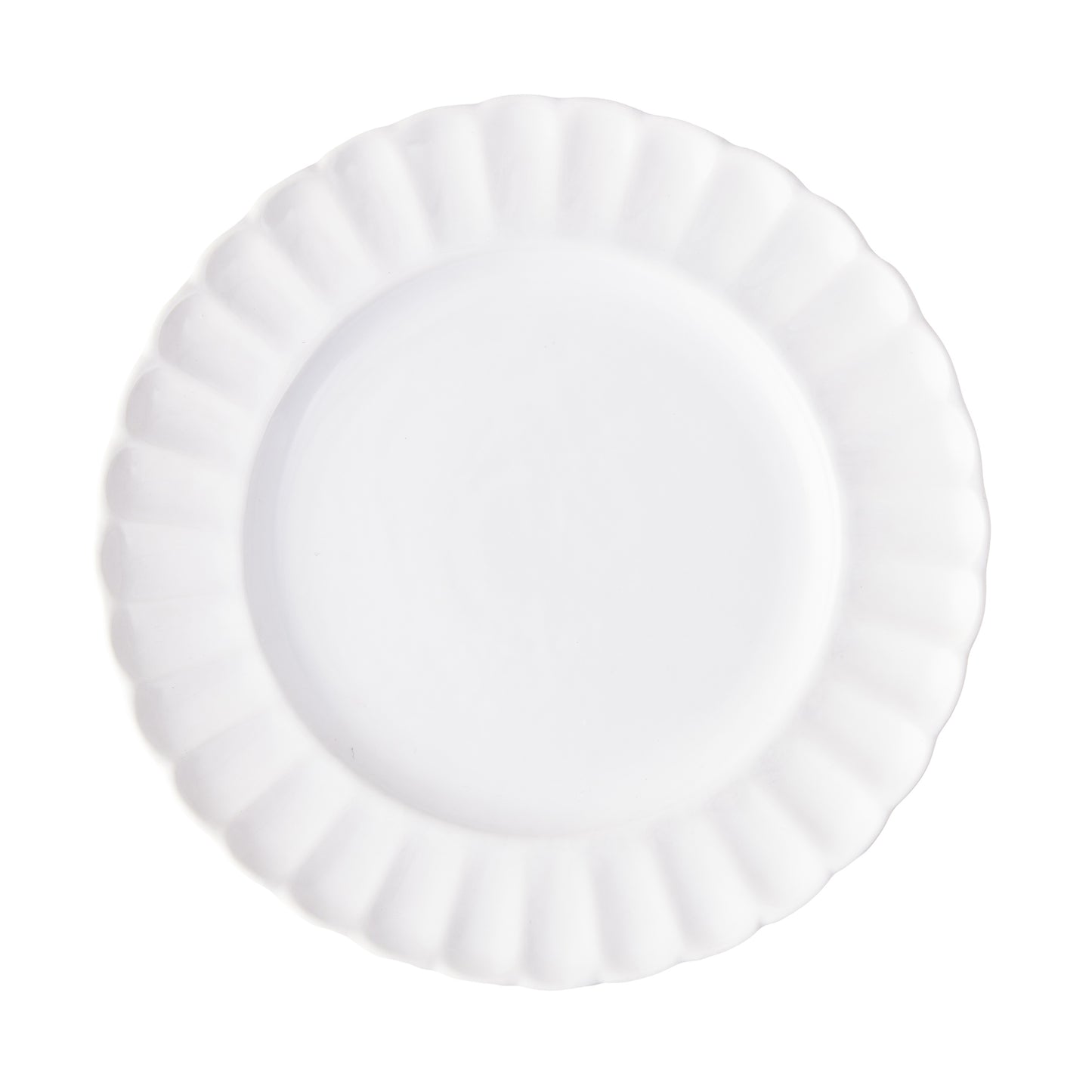 White Petal Stoneware Salad Plate, 9.25" diameter, with scalloped edges and glazed ceramic finish.