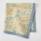 Peter Dunham + Hudson Grace Blue and Green Deeg Printed Napkin, 100% cotton slub with blue border.