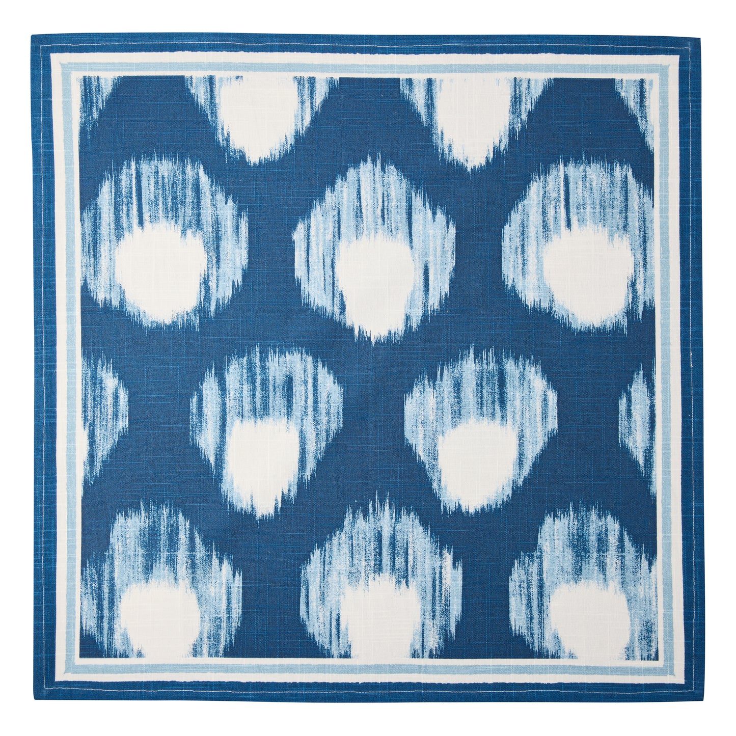 Peter Dunham + Hudson Grace Blue Bukhara Ikat Printed Napkin, 100% cotton slub.