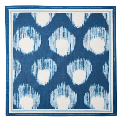 Peter Dunham + Hudson Grace Blue Bukhara Ikat Printed Napkin, 100% cotton slub.
