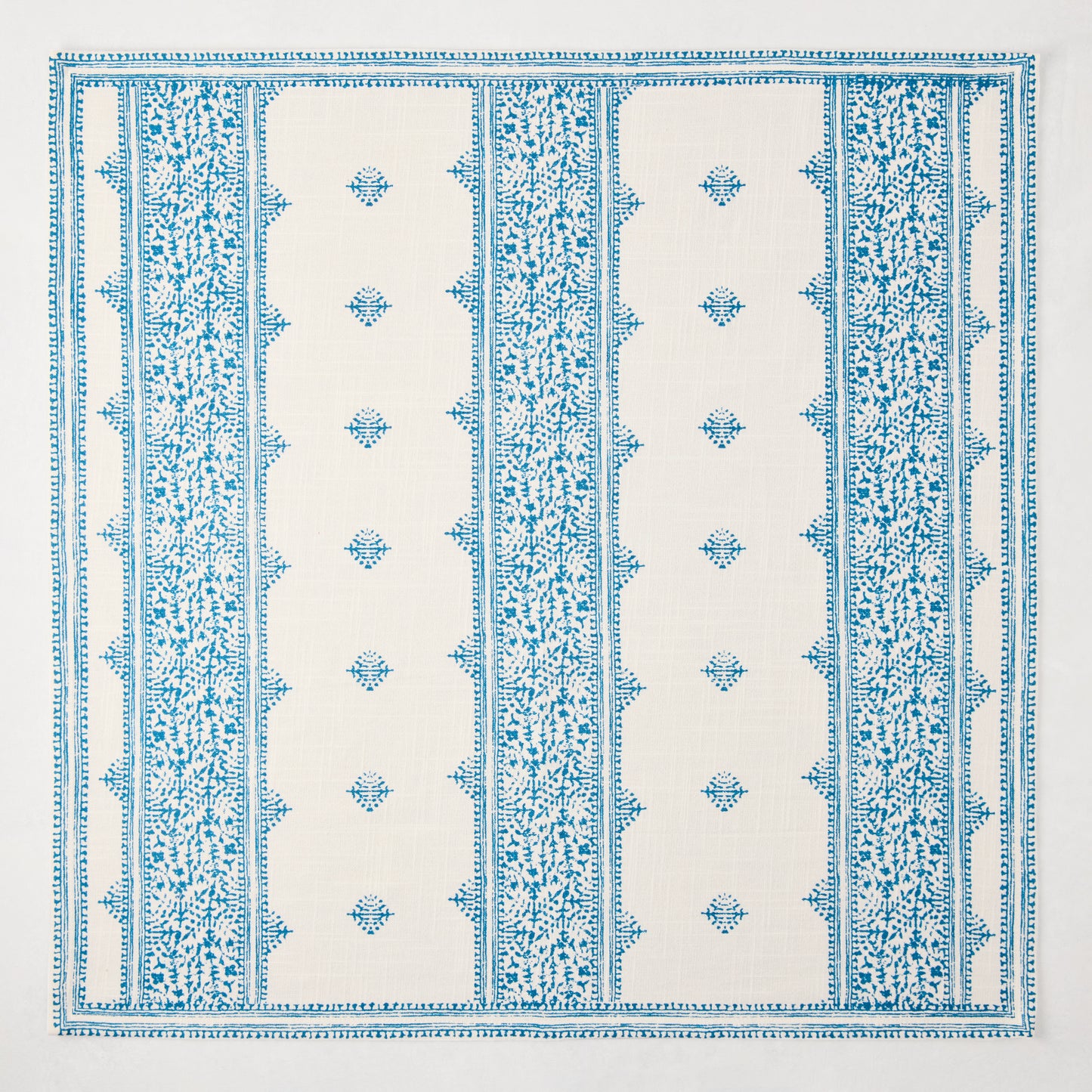 Peter Dunham + Hudson Grace Blue Fez Stripe Printed Napkin, 100% cotton slub with intricate blue pattern.