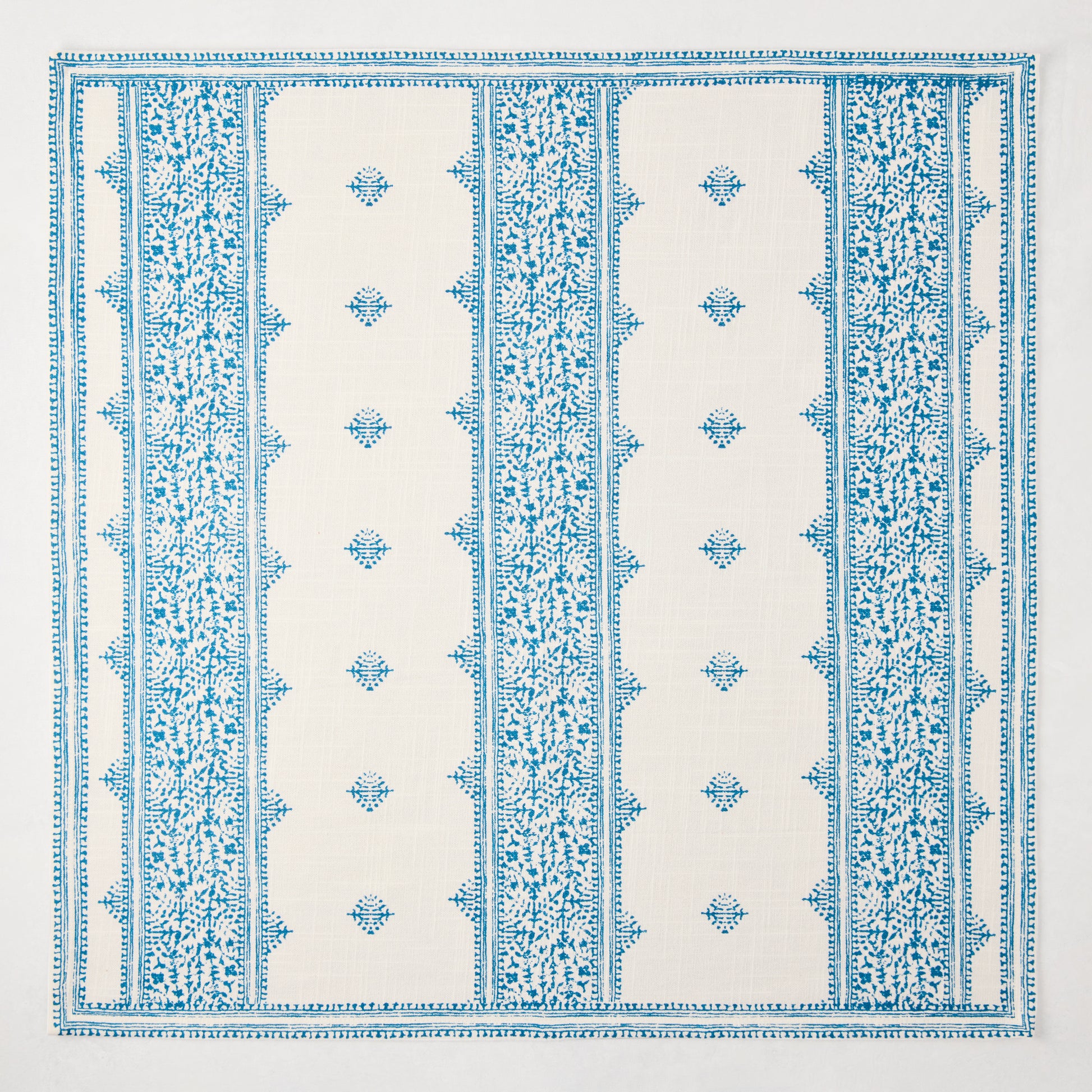 Peter Dunham + Hudson Grace Blue Fez Stripe Printed Napkin, 100% cotton slub with intricate blue pattern.