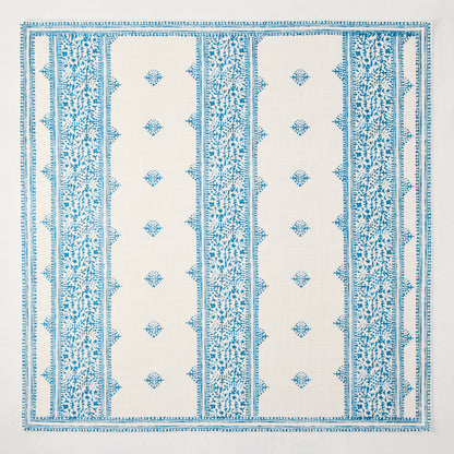 Peter Dunham + Hudson Grace Blue Fez Stripe Printed Napkin, 100% cotton slub with intricate blue pattern.