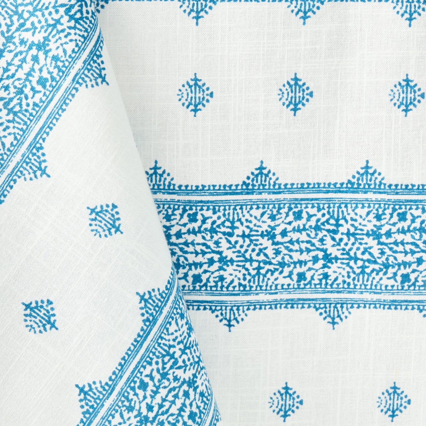 Peter Dunham + Hudson Grace Blue Fez Stripe Printed Tablecloth