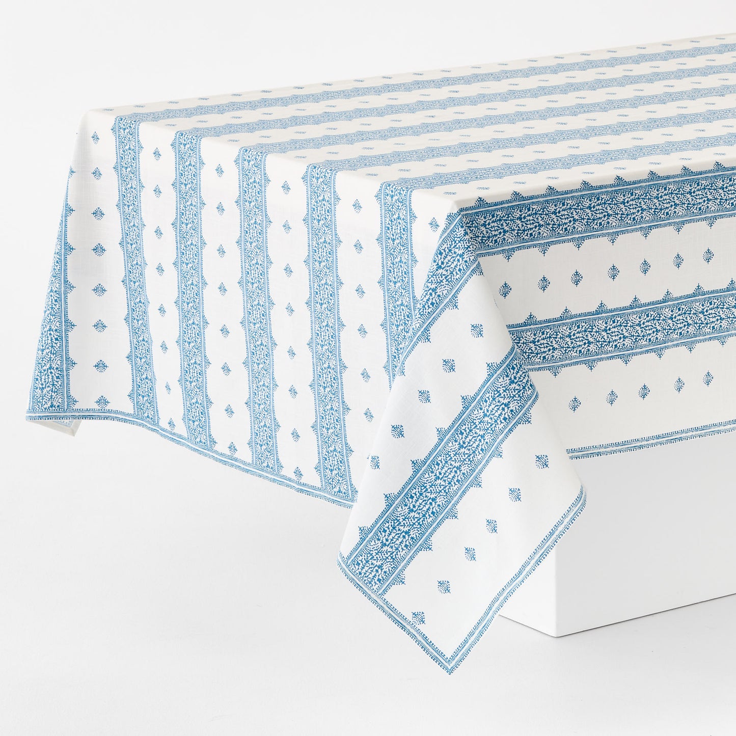 Peter Dunham + Hudson Grace Blue Fez Stripe Printed Tablecloth