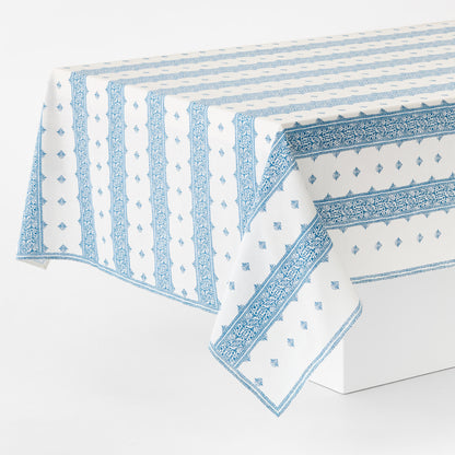 Peter Dunham + Hudson Grace Blue Fez Stripe Printed Tablecloth