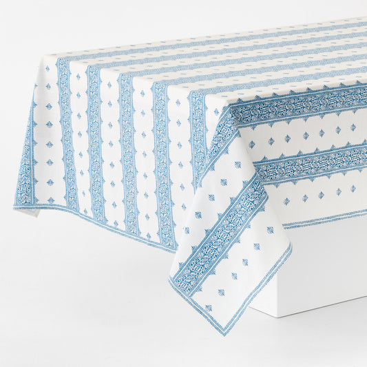 Peter Dunham + Hudson Grace Blue Fez Stripe Printed Tablecloth