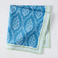 Peter Dunham + Hudson Grace Blue Jaali Printed Napkin, 100% cotton slub, with green border.