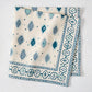 Peter Dunham + Hudson Grace Blue Oona printed cotton slub napkin with tribal motif and bold border.
