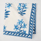 Peter Dunham + Hudson Grace Blue Shani Floral Printed Napkin, 100% cotton slub with botanical and border pattern.