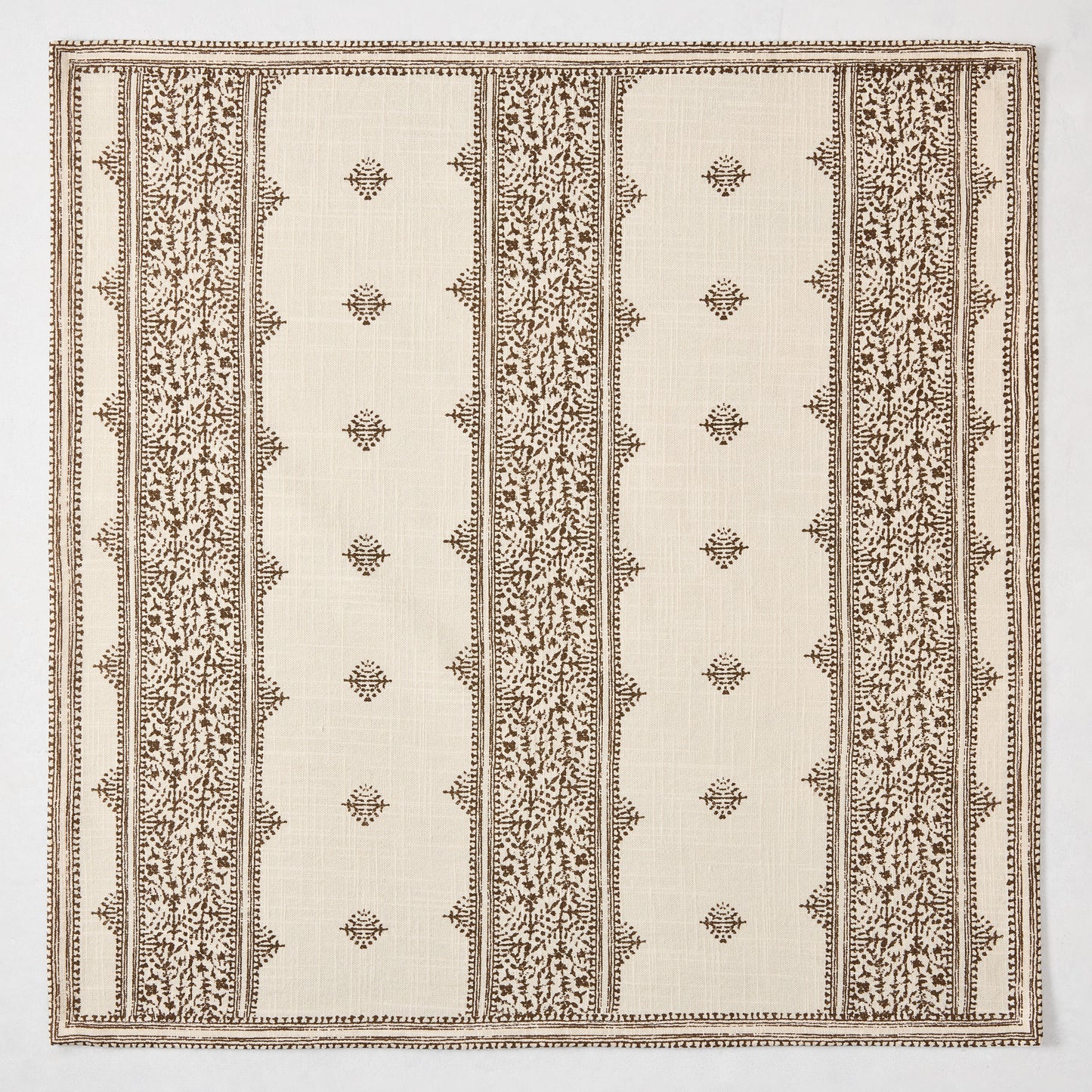 Peter Dunham + Hudson Grace Chocolate Brown Fez Stripe printed natural cotton slub napkin.