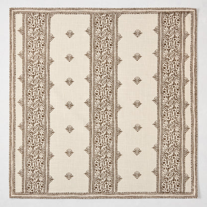 Peter Dunham + Hudson Grace Chocolate Brown Fez Stripe printed natural cotton slub napkin.