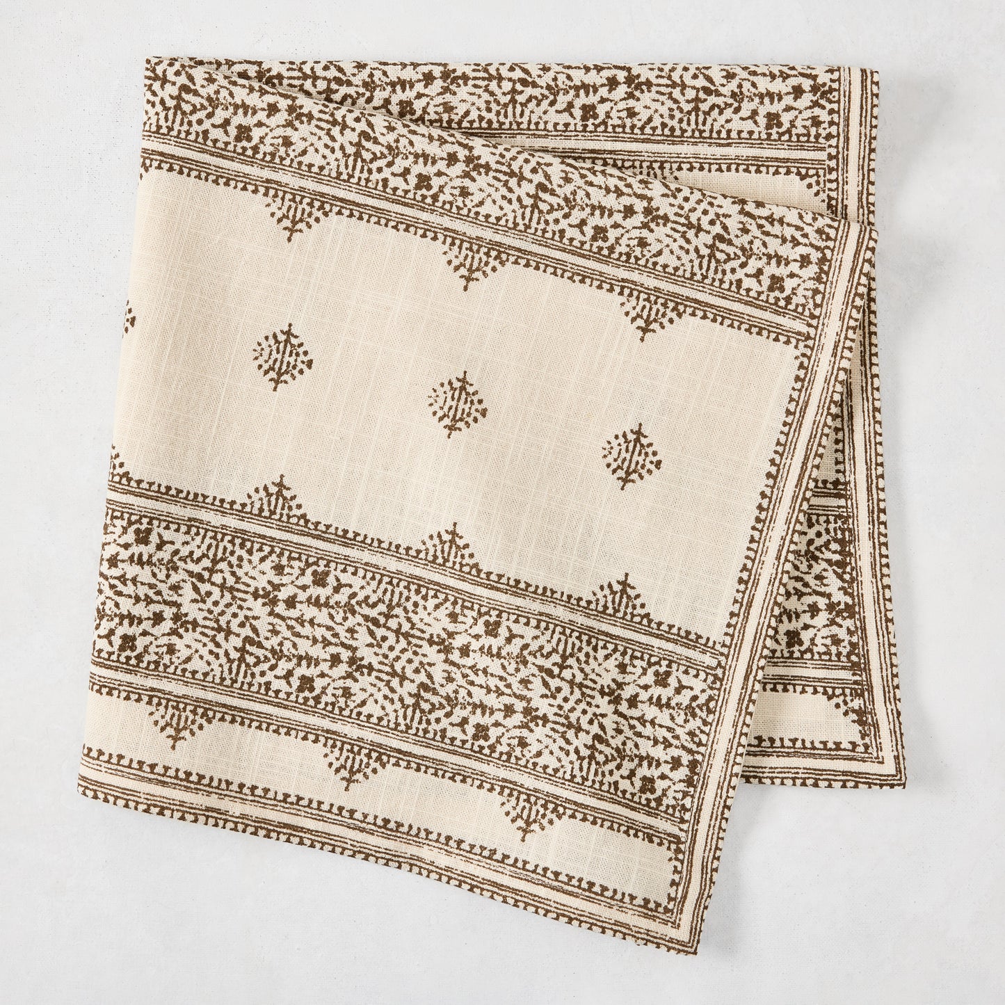 Peter Dunham + Hudson Grace Chocolate Brown Fez Stripe printed natural cotton slub napkin.