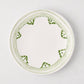 Peter Dunham + Hudson Grace Green Fez hand-painted border salad plate, white with green pattern.