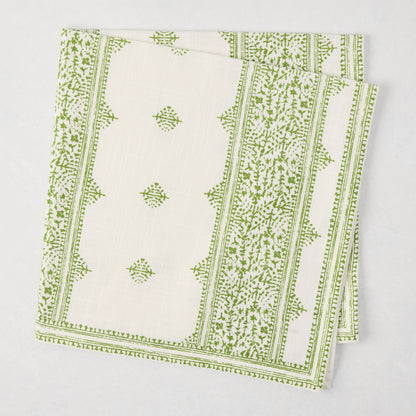 Peter Dunham + Hudson Grace Green Fez Stripe Printed Napkin, 100% cotton slub, folded.