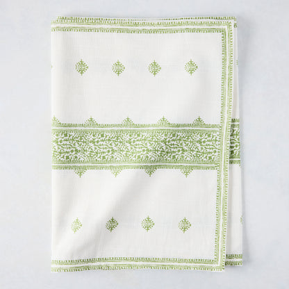 Peter Dunham + Hudson Grace Green Fez Stripe Printed Runner, 100% cotton slub, folded.