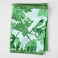 Peter Dunham + Hudson Grace Green Fig Leaf Printed Pale Blue Runner, 100% cotton slub, folded.