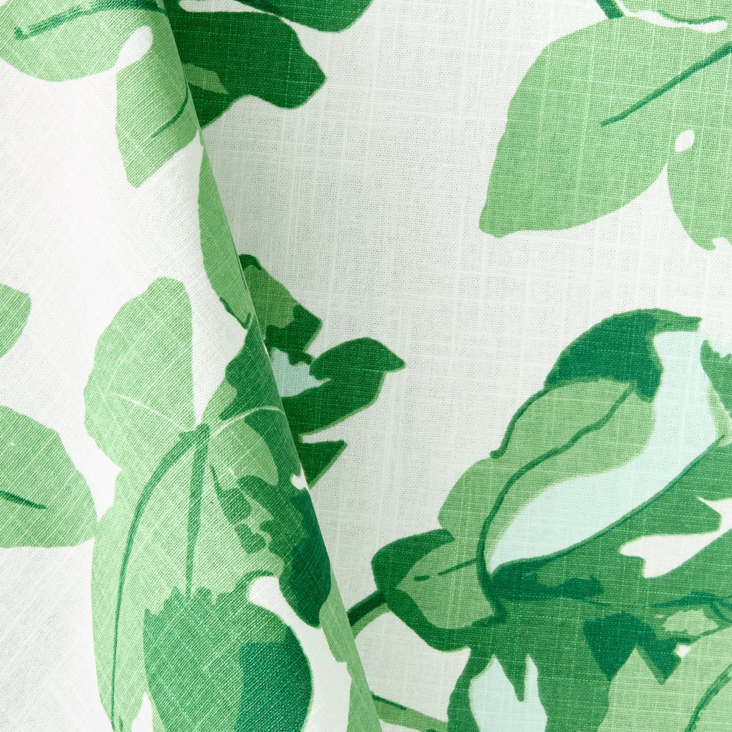 Peter Dunham + Hudson Grace Green Fig Leaf Printed White Tablecloth