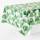 Peter Dunham + Hudson Grace Green Fig Leaf Printed White Tablecloth
