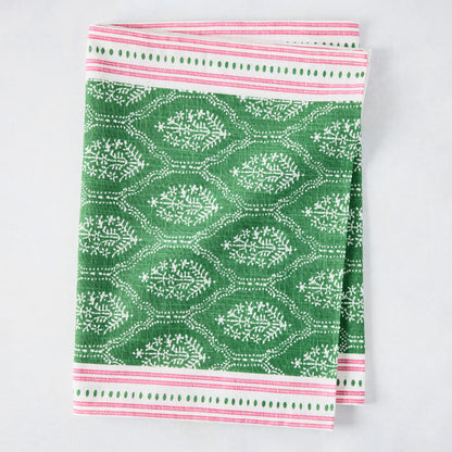 Peter Dunham + Hudson Grace Green Jaali Printed Runner, 100% cotton slub, with pink border.
