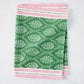 Peter Dunham + Hudson Grace Green Jaali Printed Runner, 100% cotton slub, with pink border.