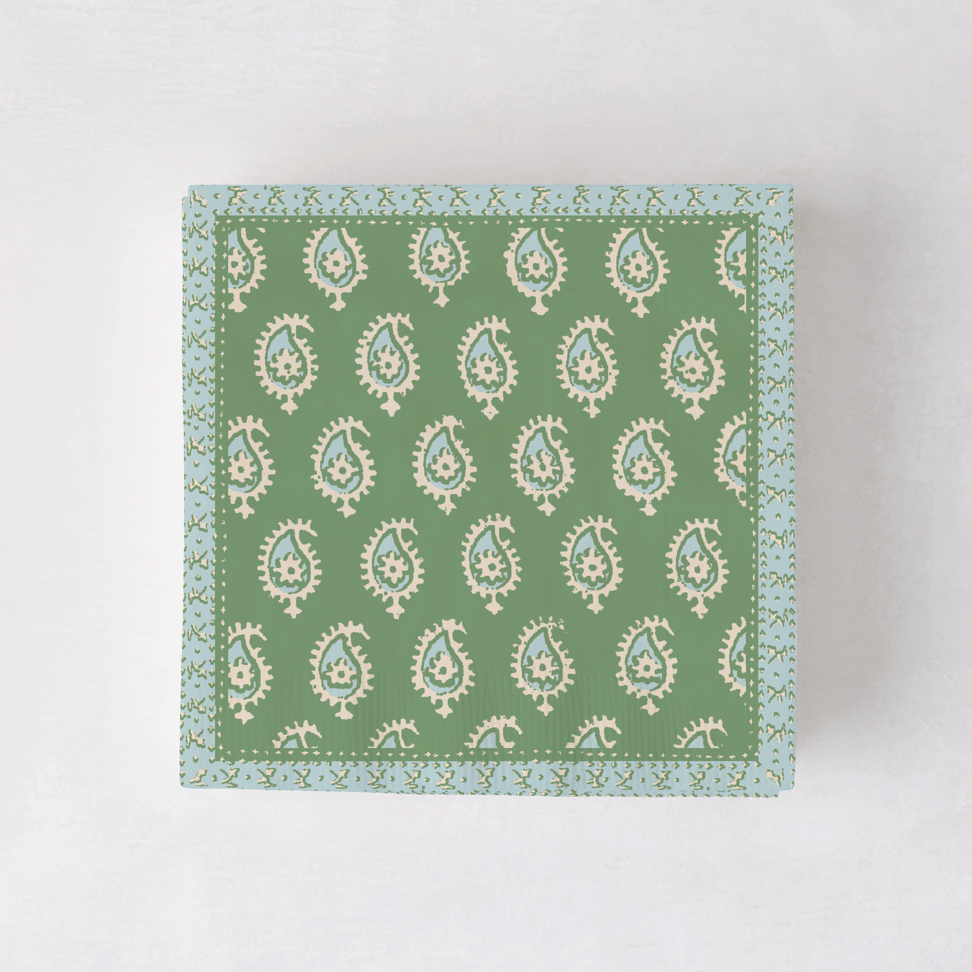 Peter Dunham + Hudson Grace Green Janpath paisley cocktail napkins.