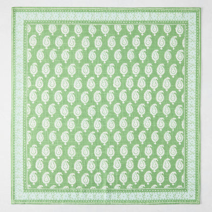 Peter Dunham + Hudson Grace Green Janpath cotton slub napkin with paisley and graphic border.