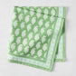 Peter Dunham + Hudson Grace Green Janpath Printed Napkin, 100% cotton slub, with white paisley and graphic border.