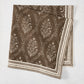 Peter Dunham + Hudson Grace Jaali Chocolate Brown Printed Napkin, cotton slub with floral pattern and border.