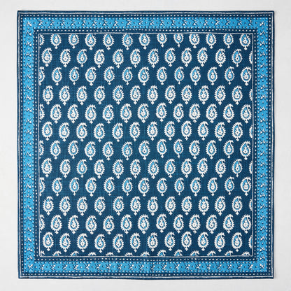 Peter Dunham + Hudson Grace Navy Blue Janpath Printed Napkin, 100% cotton slub with paisley and graphic border.