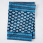 Navy blue Janpath printed cotton slub table runner with white paisley and graphic border.
