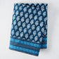 Peter Dunham + Hudson Grace Navy Blue Janpath Printed Tablecloth, 100% cotton slub, with paisley and border.