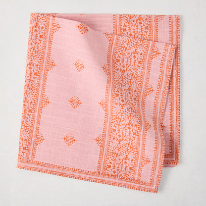 Peter Dunham + Hudson Grace Pink Fez Stripe Printed Napkin, 100% cotton slub, intricate orange stripe pattern.