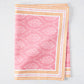 Peter Dunham + Hudson Grace Pink Jaali Printed Runner, 100% cotton slub, with orange border, folded.