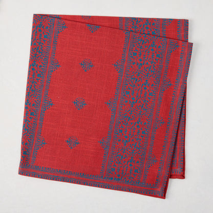 Peter Dunham + Hudson Grace Red Fez Stripe Printed Napkin, 100% cotton slub, with blue intricate stripe pattern.