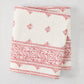 Peter Dunham + Hudson Grace Red Fez Stripe Printed Tablecloth, 100% cotton slub, folded.